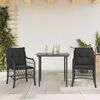 vidaXL 3 Piece Bistro Set with Cushions Black Poly Rattan