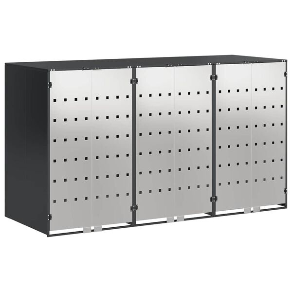 vidaXL Wheelie Bin Storage for 3 Bins Anthracite 204 x 77.5 x 115.5 cm