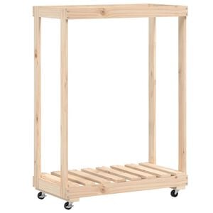 vidaXL Log Holder with Wheels 76,5x40x108 cm Solid Wood Pine