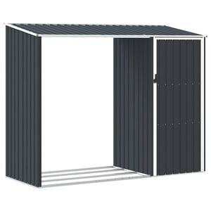 vidaXL Garden Firewood Shed Anthracite 245x98x159 cm Galvanised Steel