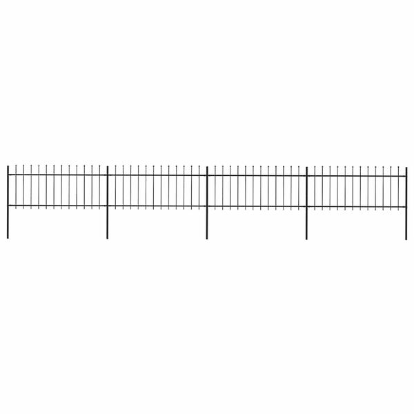 vidaXL Garden Fence with Spear Top Steel 714.5x80 cm Black