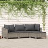 vidaXL 4 Piece Garden Lounge Set with Cushions Grey Poly Rattan