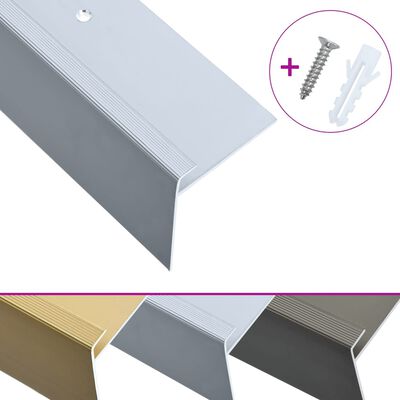 vidaXL F-shape Stair Nosings 15 pcs Aluminium 100 cm Silver