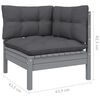 vidaXL 4 Piece Garden Lounge Set with Cushions Grey Pinewood