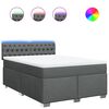 vidaXL Box Spring Bed with Mattress Dark Grey Queen Fabric
