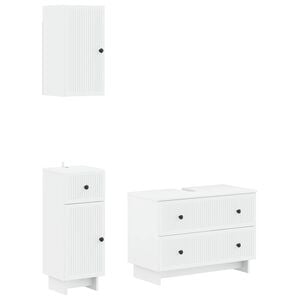 vidaXL 3 Piece Bathroom Cabinet Set EDE White Engineered Wood