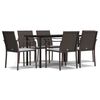 vidaXL 7 Piece Garden Dining Set with Cushions Poly Rattan and Steel