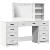vidaXL Dressing Table with Mirror Lights 3 pcs White Engineered Wood