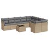 vidaXL 10 Piece Garden Sofa Set with Cushions Beige Poly Rattan