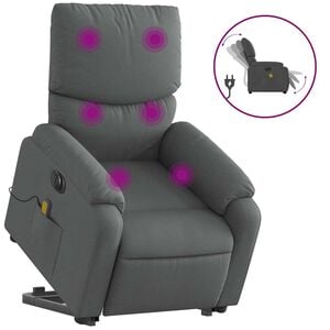 vidaXL Electric Stand up Massage Recliner Chair Dark Grey Fabric