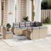 vidaXL 9 Piece Garden Sofa Set with Cushions Beige Poly Rattan