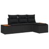 vidaXL Garden Sofa Set 4 pcs Black Poly Rattan
