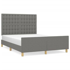 vidaXL Bed Frame without Mattress Dark Grey 137x187 cm Double Fabric