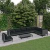 vidaXL 9 Piece Garden Lounge Set with Cushions Poly Rattan Dark Grey