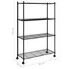 vidaXL 4-Tier Storage Shelf with Wheels 90x35x142 cm Black 200 kg