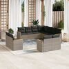 vidaXL 11 Piece Garden Sofa Set with Cushions Grey Poly Rattan