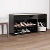 vidaXL Shoe Bench with Cushion High Gloss Black 104x30x49 cm Engineered Wood