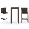vidaXL 3 Piece Outdoor Bar Set with Armrest Poly Rattan Brown
