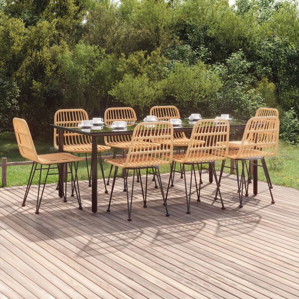 vidaXL 9 Piece Garden Dining Set Poly Rattan