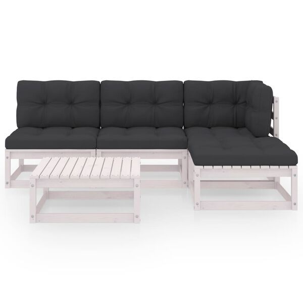 vidaXL 5 Piece Garden Lounge Set with Cushions Solid Pinewood