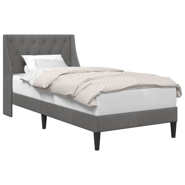 vidaXL Bed Frame with Headboard Dark Grey 90 x 190 cm Velvet