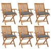 vidaXL Folding Chairs with Cushions 6 pcs Solid Teak Wood