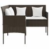 vidaXL 5 Piece L-shaped Couch Sofa Set with Cushions Poly Rattan Brown