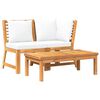 vidaXL 3 Piece Garden Lounge Set with Cream Cushion Solid Acacia Wood