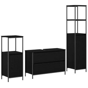 vidaXL Bathroom Furniture Set 3 pcs Black Oak 90 x 34.5 x 60 cm
