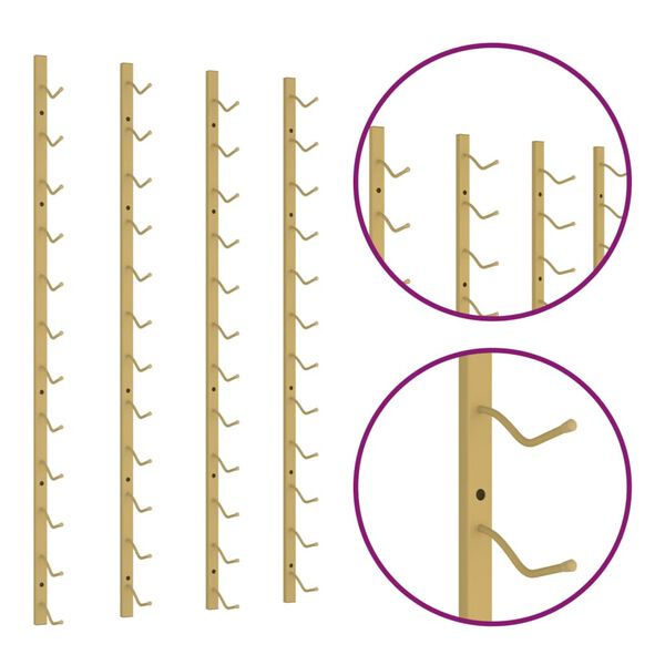 vidaXL Wall Mounted Wine Rack for 12 Bottles 2 pcs Gold Iron