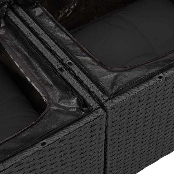 vidaXL Garden Sofa Set with Storage 8 pcs Black Poly Rattan