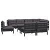 vidaXL 9 Piece Garden Lounge Set with Cushions Black Solid Pinewood