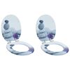 vidaXL WC Toilet Seats 2 pcs with Soft Close Lids MDF Pebbles Design