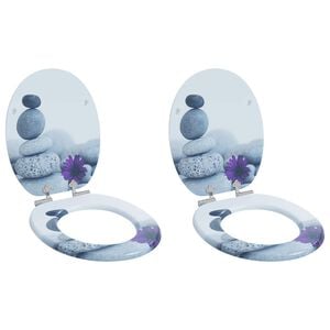 vidaXL Soft-Close Toilet Seat 2 pcs Grey 44 x 38 cm MDF board