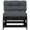 vidaXL Middle Sofa with Cushions Black Solid Wood Pine