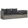 vidaXL Outdoor Lounge Bed with Cushions Grey Poly Rattan