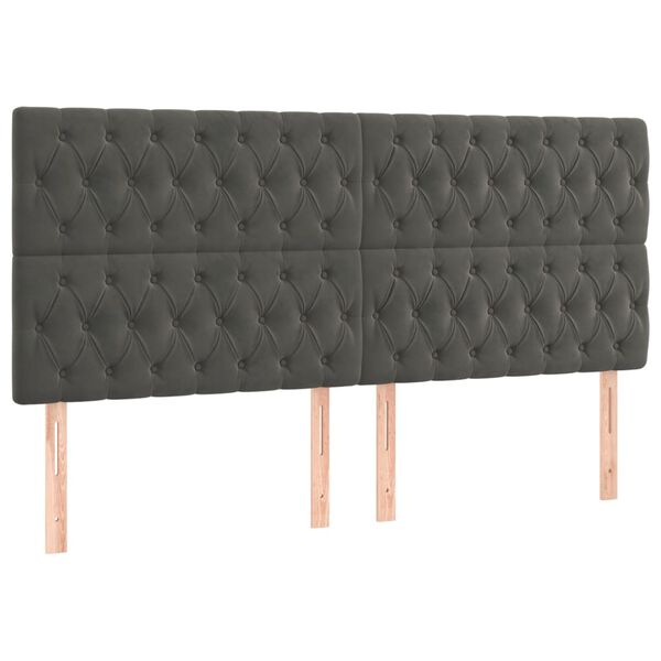vidaXL Headboard Dark Grey 200x7x118/128 cm Velvet