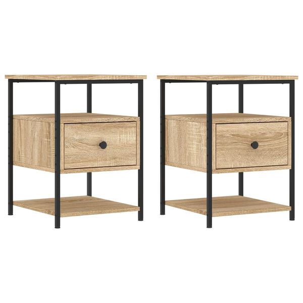 vidaXL Bedside Cabinets 2 pcs Sonoma Oak 40x42x56 cm Engineered Wood