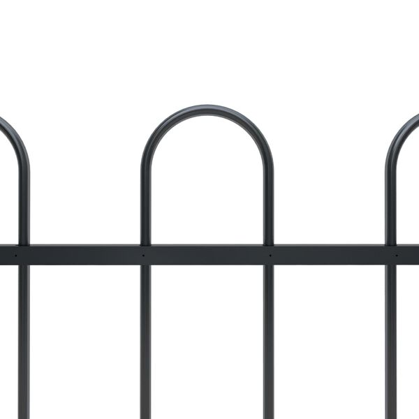 vidaXL Garden Fence with Hoop Top Steel 537x60 cm Black