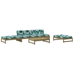 vidaXL 5 Piece Garden Lounge Set with Cushions Impregnated Wood Pine