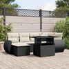 vidaXL 7 Piece Garden Sofa Set with Cushions Black Poly Rattan