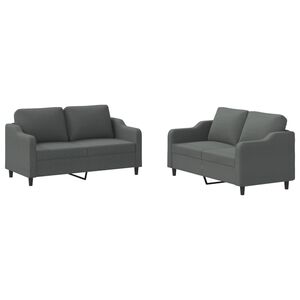 vidaXL 2 Piece Sofa Set with Cushions Dark Grey Fabric