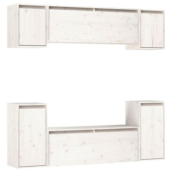 vidaXL TV Cabinets 6 pcs White Solid Wood Pine