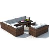 vidaXL 10 Piece Garden Lounge Set with Cushions Poly Rattan Brown