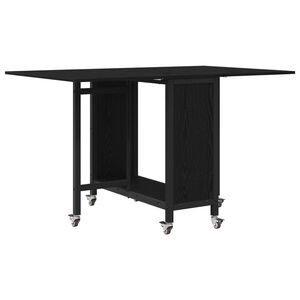 vidaXL Folding Dining Table with Castors 130 x 80 x 76.5 cm Black Oak