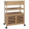 vidaXL Kitchen Trolley with Wheels Natural 59.5 x 36 x 82 cm Bamboo