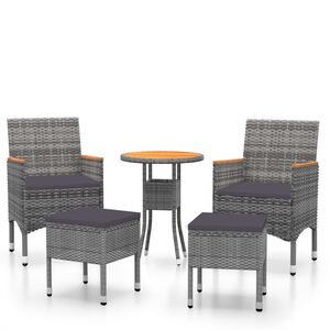 vidaXL 5 Piece Garden Lounge Set Poly Rattan Grey