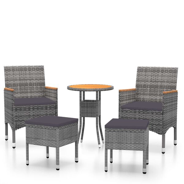 vidaXL 5 Piece Garden Lounge Set Poly Rattan Grey
