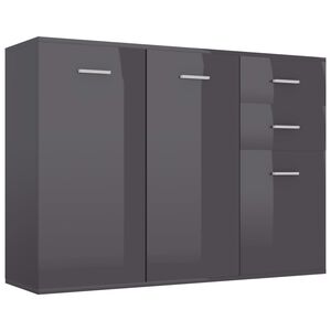vidaXL Sideboard High Gloss Grey 105x30x75 cm Engineered Wood
