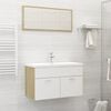 vidaXL 2 Piece Bathroom Furniture Set White and Sonoma Oak Engineered Wood